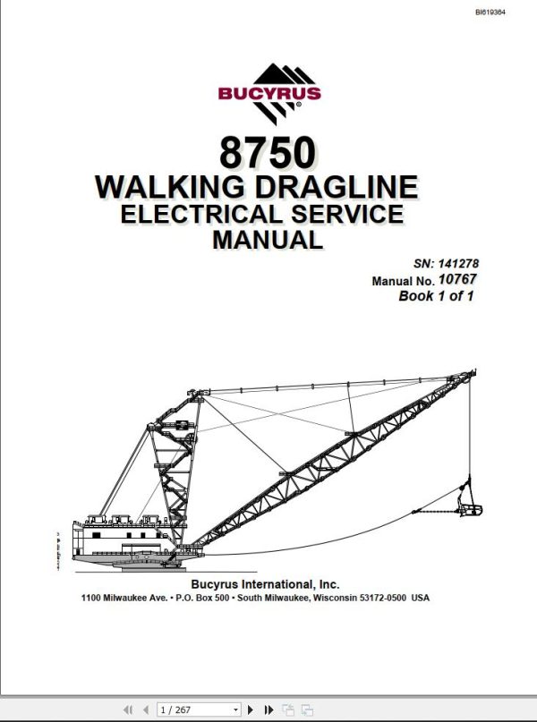 Caterpillar Walking Dragline 8750 Electrical Service Manual BI619364