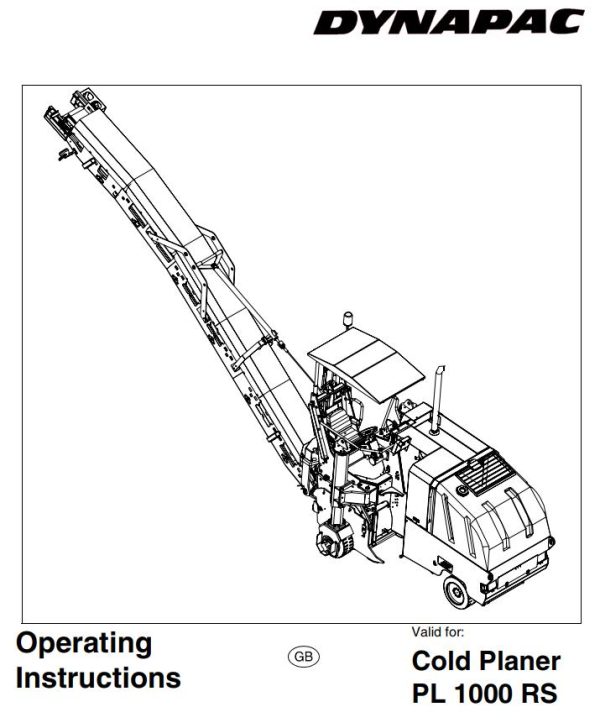 Dynapac Cold Planer PL1000RS Operation Maintenance Manual