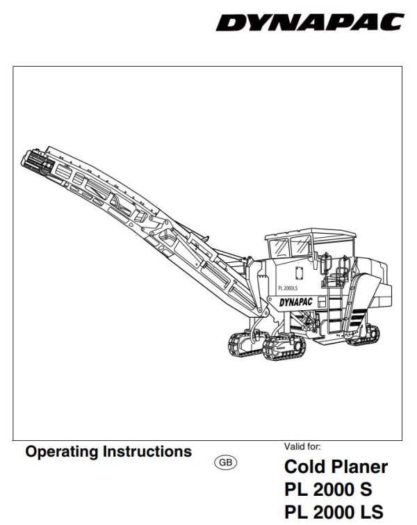 Dynapac Cold Planer PL2000S PL2000LS Operating Instruction