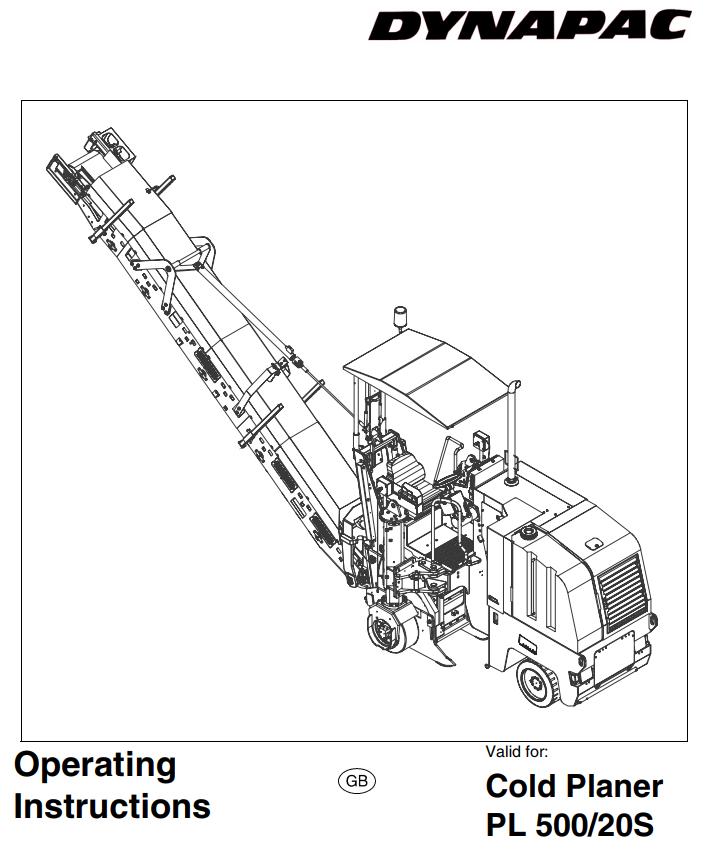Dynapac Cold Planer PL500S PL20S Operation Maintenance Manual
