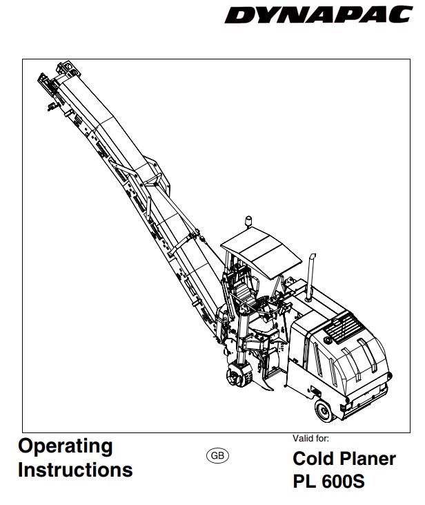 Dynapac Cold Planer PL600S Operating Instruction