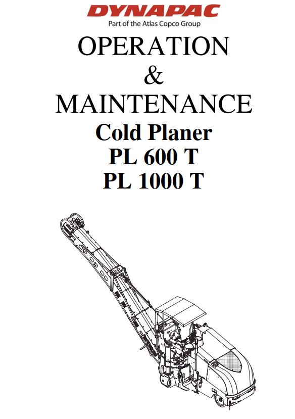 Dynapac Cold Planer PL600T PL1000T Operation Maintenance Manual