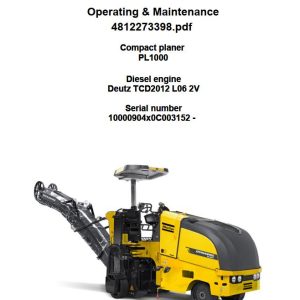 Dynapac Compact Planer PL1000 Parts Operation Maintenance Manual