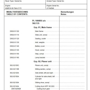 Dynapac Compact Planer PL1000RS Spare Parts Catalogue