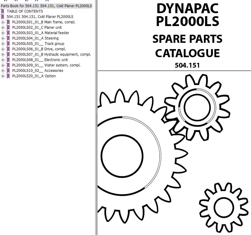 Dynapac Compact Planer PL2000LS Spare Parts Catalogue