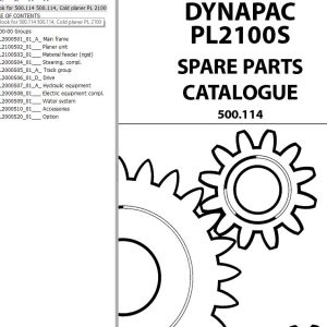Dynapac Compact Planer PL2100S Spare Parts Catalogue