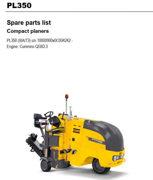 Dynapac Compact Planer PL350 Parts Operation Maintenance Manual