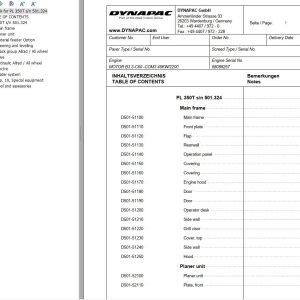 Dynapac Compact Planer PL350T Spare Parts Catalogue