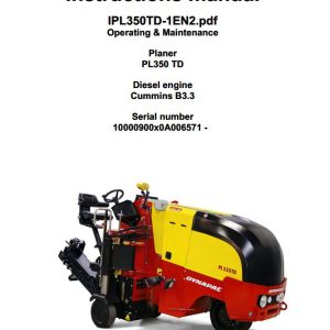 Dynapac Compact Planer PL350TD Parts Operation Maintenance Manual