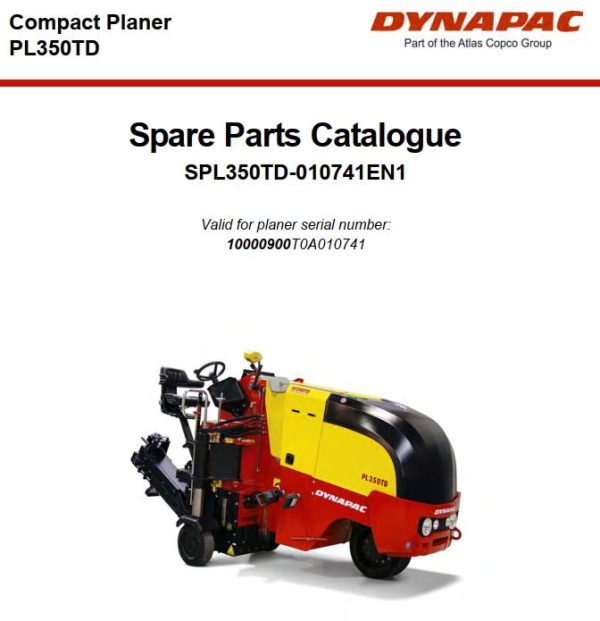 Dynapac Compact Planer PL350TD Parts Operation Maintenance Manual 1
