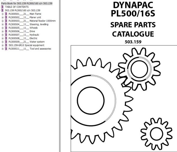 Dynapac Compact Planer PL500 PL16S Spare Parts Catalogue