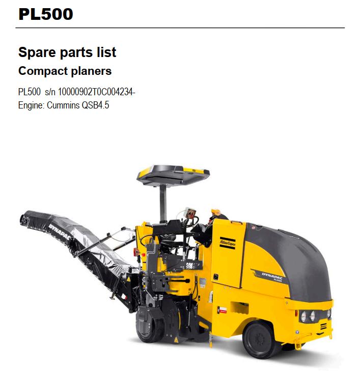 Dynapac Compact Planer PL500 Parts Operation Maintenance Manual