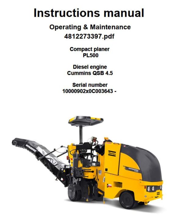 Dynapac Compact Planer PL500 Parts Operation Maintenance Manual 1