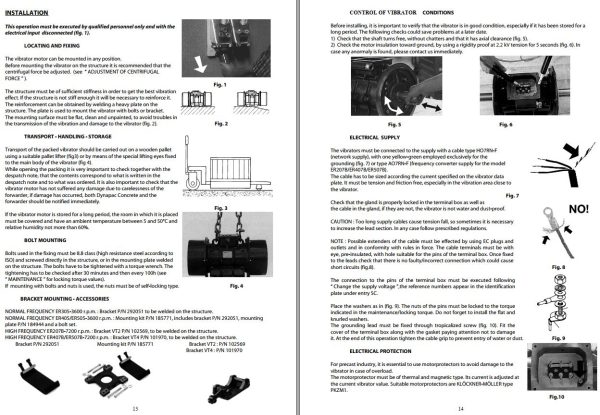 Dynapac Electric External Vibrators 60Hz ER Instruction Spare Parts Catalogue 1