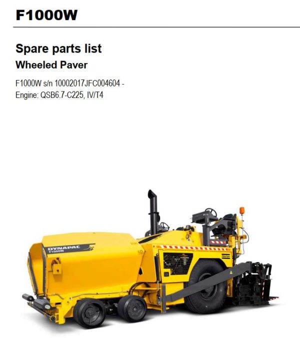 Dynapac F1000W Parts Operation Maintenance Manual PDF 1
