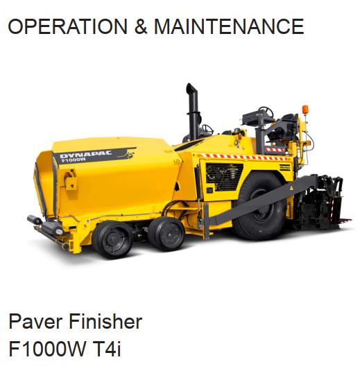 Dynapac F1000W T4i Parts Operation Maintenance Manual PDF 2
