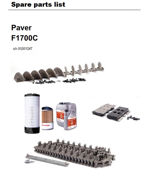 Dynapac F1700C Spare Parts List PDF 1