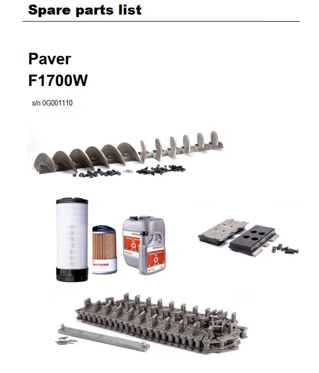 Dynapac F1700W Spare Parts List PDF 1