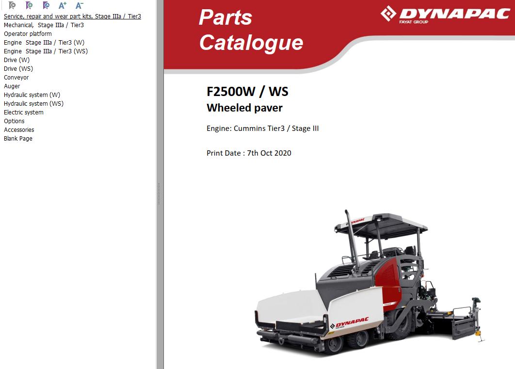 Dynapac F2500W F2500WS Parts Operation Maintenance Manual PDF 1