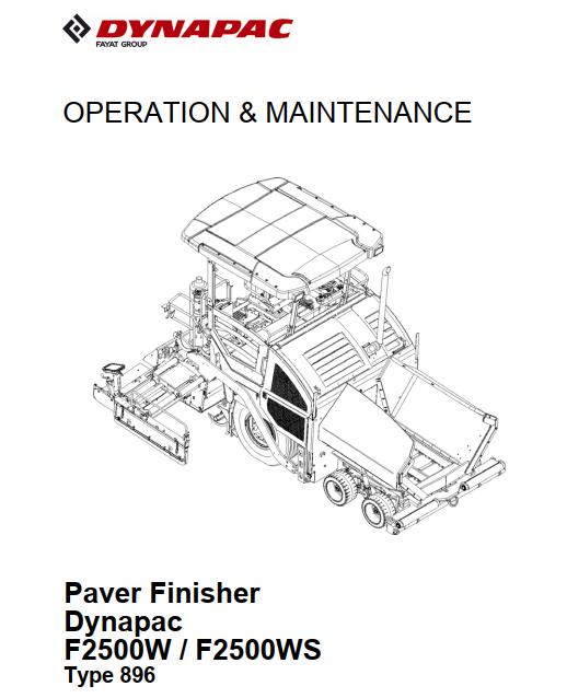 Dynapac F2500W F2500WS Parts Operation Maintenance Manual PDF 2