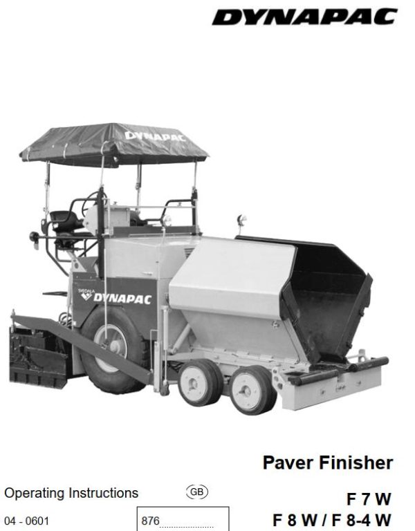Dynapac F7W F8W F8 4W Operation Manual PDF 1