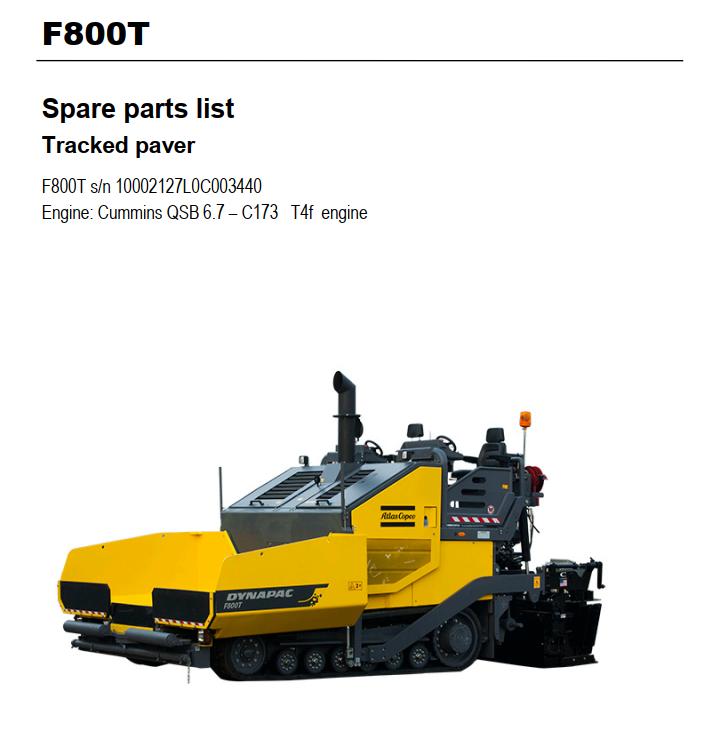 Dynapac F800T Parts Catalogue Operation Maintenance Manual PDF 1
