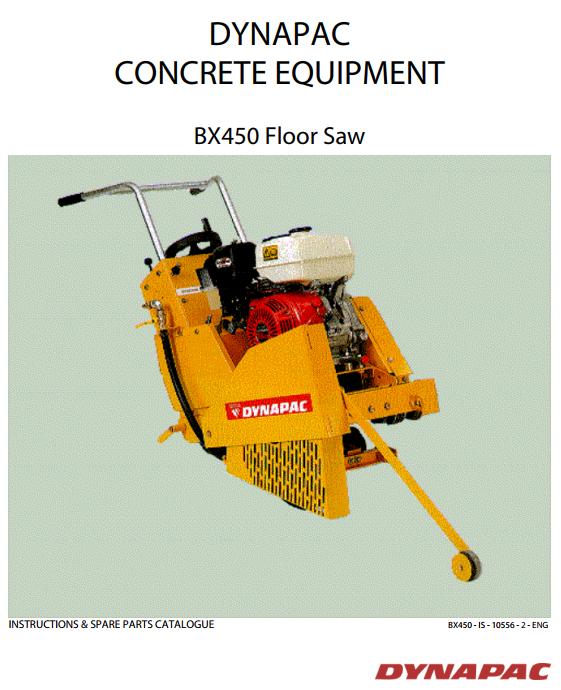 Dynapac Floor Saw BX350 BX450 BX510 Instruction Spare Parts Catalogue