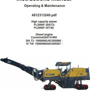 Dynapac High Capacity Planer PL2000F Operation and Maintenance Manual