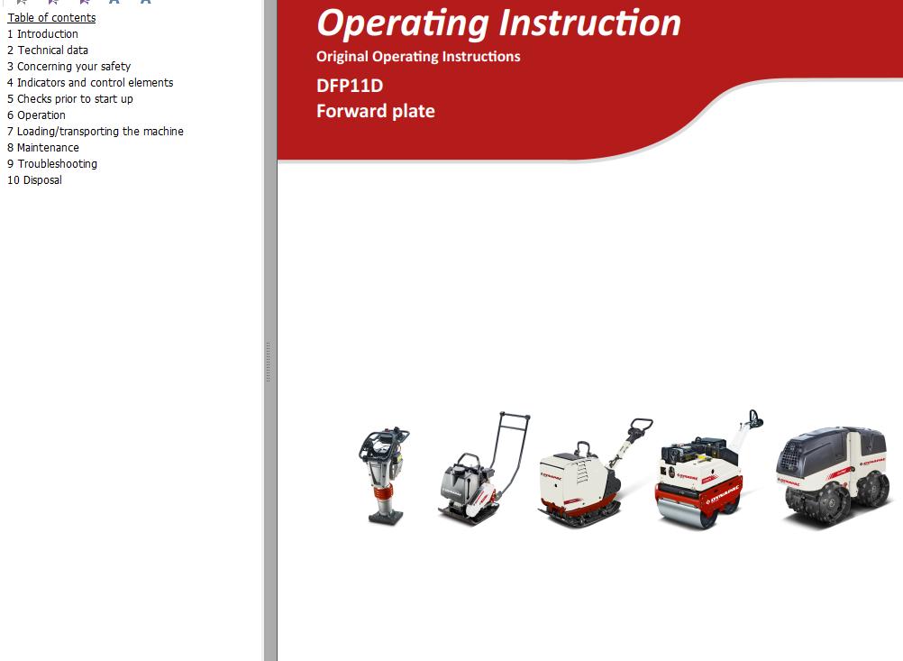 Dynapac Light DFP11D Operating Instruction PDF 1