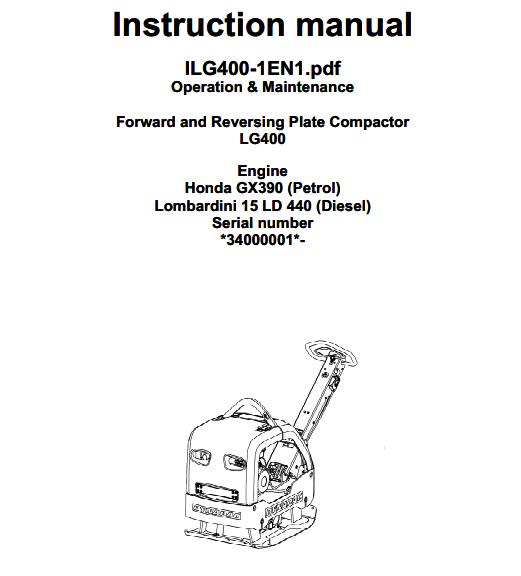 Dynapac Light LG400 Parts Operation Maintenance Manual PDF 1