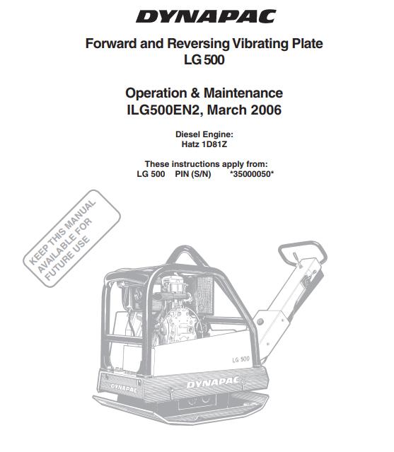 Dynapac Light LG500 Parts Operation Maintenance Manual PDF 1