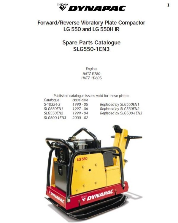 Dynapac Light LG550 LG550HIR Parts Catalog PDF 1