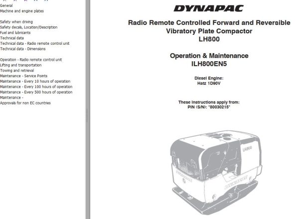 Dynapac Light LH800 Parts Operation Maintenance Manual PDF 2 1