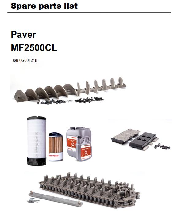 Dynapac MF2500CL Parts Catalogue Operation Maintenance Manual PDF 1