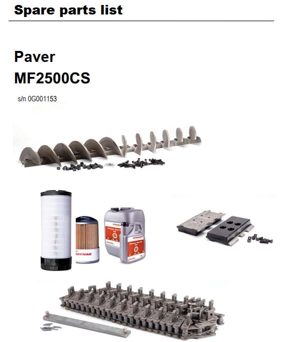 Dynapac MF2500CS Operation Maintenance Manual Parts Catalogue PDF 1
