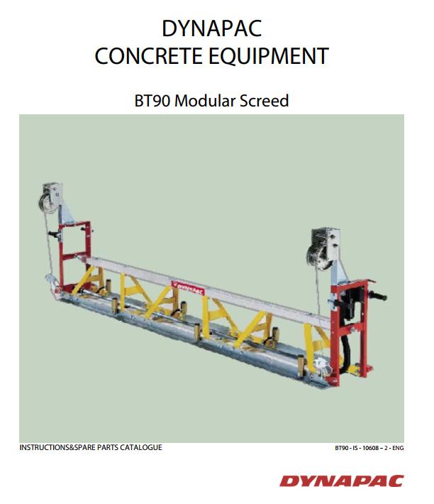 Dynapac Modular Screed BT90 Instruction Spare Parts Catalogue