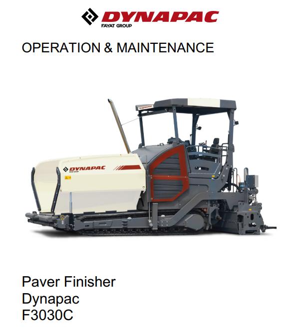 Dynapac Paver Finisher F3030C Operation and Maintenance Manual