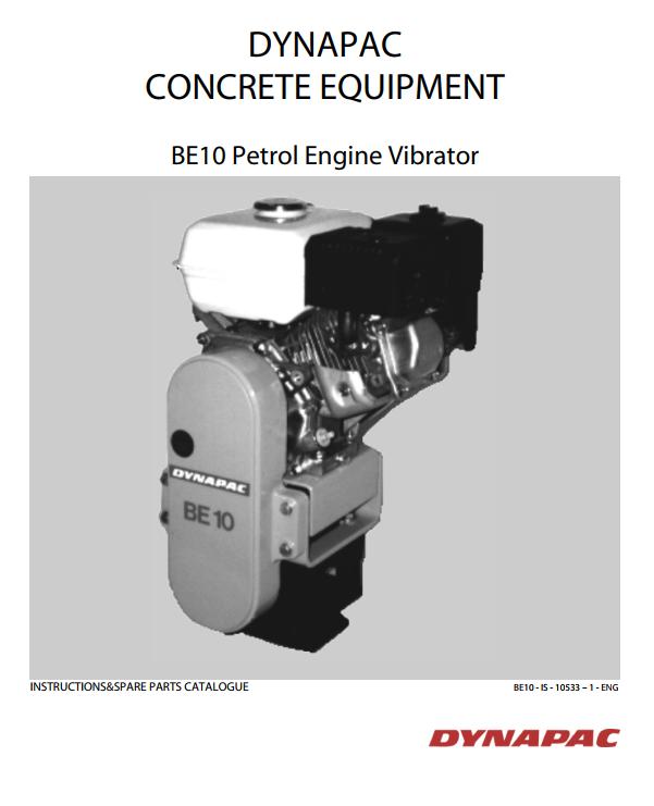 Dynapac Petrol Engine Vibrator BE10 Instruction Spare Parts Catalogue