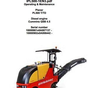 Dynapac Planer PL500T PL500TD Operation Maintenance Manual