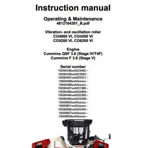 Dynapac Roller CO4000VI CO6200VI Operation Maintenance Manual PDF 1