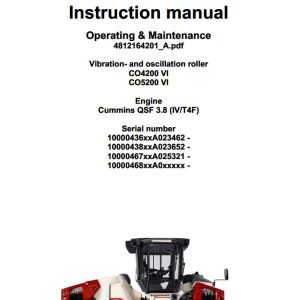 Dynapac Roller CO4200VI CO5200VI Operation Maintenance Manual PDF 1