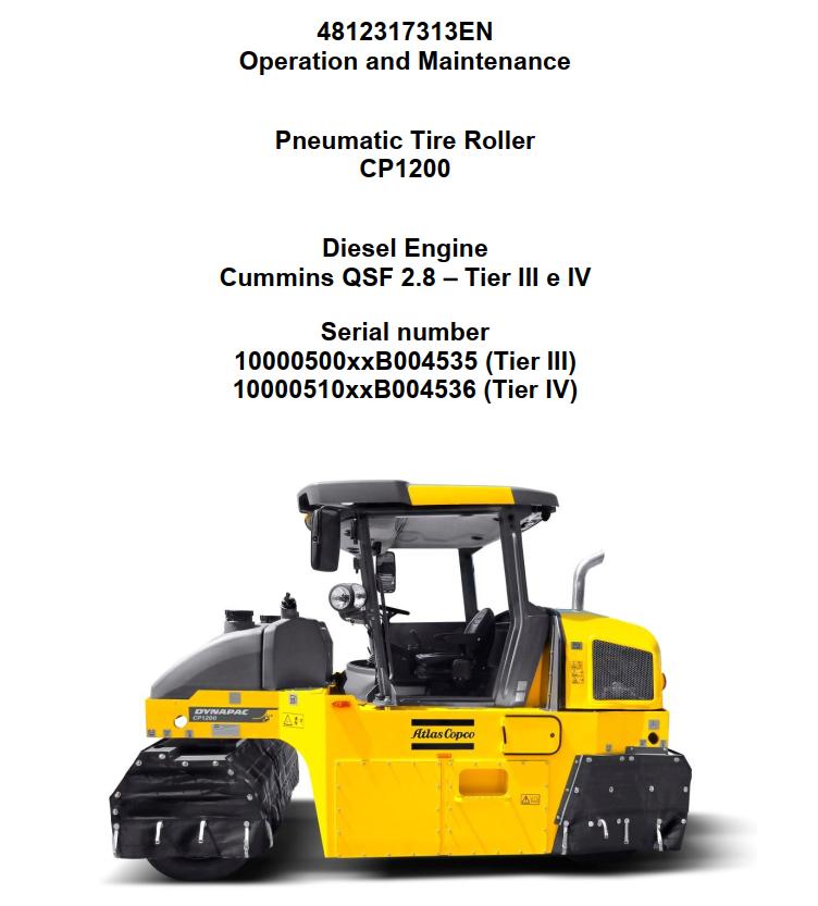 Dynapac Roller CP1200 Operation Maintenance Manual PDF 1 1