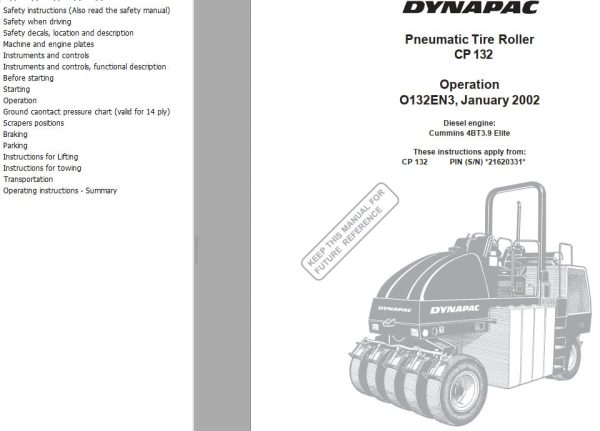 Dynapac Roller CP132 Operation Manual PDF 1 1