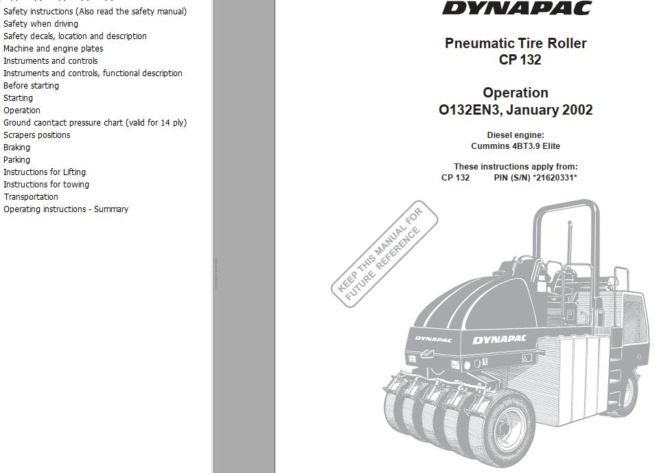 Dynapac Roller CP132 Operation Manual PDF 1 1