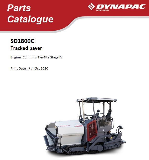 Dynapac SD1800C Parts Catalogue Operation Maintenance PDF 1