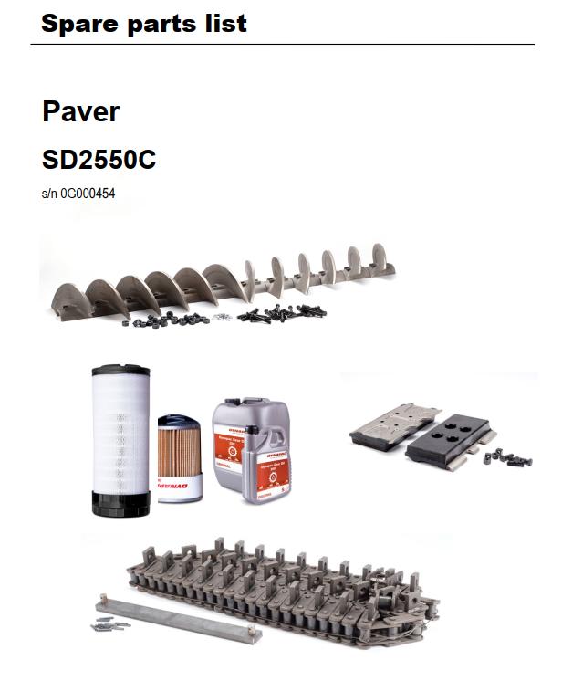Dynapac SD2550C Spare Parts List PDF 1