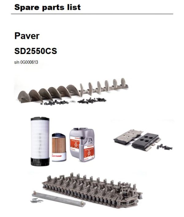 Dynapac SD2550CS Spare Parts List PDF 1