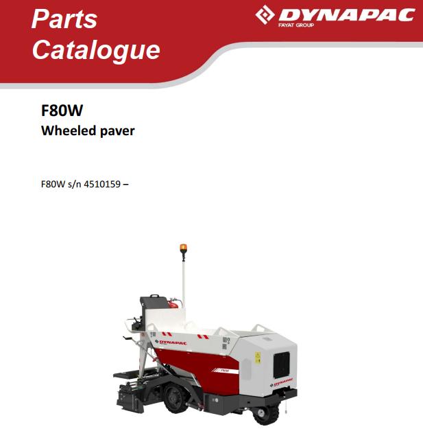 Dynapac Wheeled F80W Parts Catalogue Operating Manual PDF 3