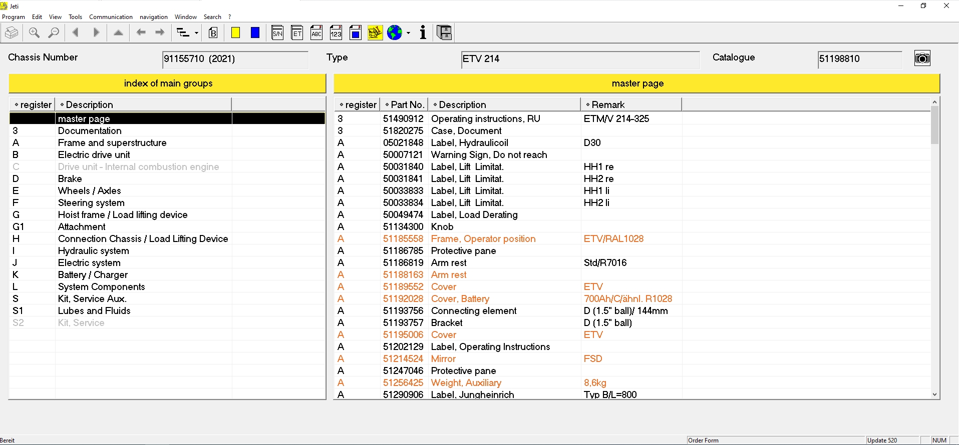 JUNGHEINRICH JETI ForkLift ET v4.37 Updated 520 05.2024 Spare Parts Catalog 2