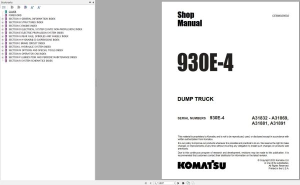 Komatsu Dump Truck 1.03 GB Shop Manual Updated 2024 PDF 2